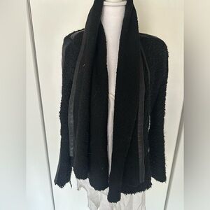 Iro Black teddy jacket  with leather details